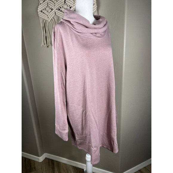 Carole Hochman French Terry Cowl Neck Tunic Mauve Large - Picture 3 of 8